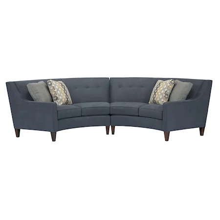 Two-Piece Contemporary Conversation Sectional with Sloped Arms and Button-Tufting